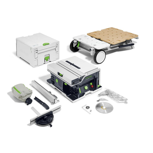 Festool CSC SYS 50 EB Akku-Tischkreissäge mit Systainer, Akku-Schnellladegerät, Zubehör und Sägeblatt