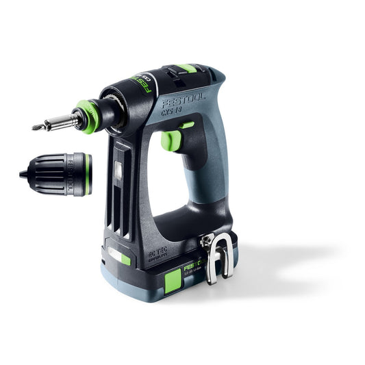 Festool CXS 18 C 3,0-Plus Akku-Bohrschrauber mit C-Griff, Schnellspannfutter und Akkupack in Frontansicht