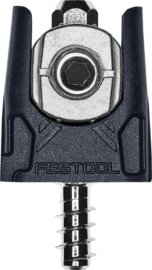 Festool Eckverbinder KV D8 Draufsicht mit Metallbeschlag und Befestigungsschraube für DOMINO Verbindungssystem