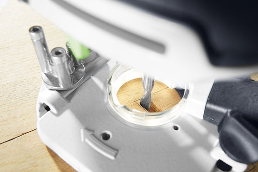 Festool Lichtmodul LM-OF 1010 R LED-Lichtring in Oberfräse mit Ausleuchtung am Holzwerkstück