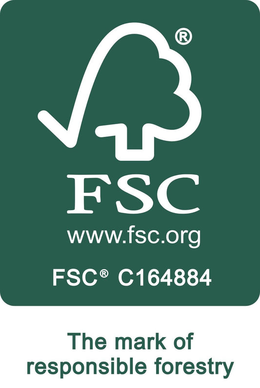 FSC-Zertifikat für nachhaltiges Holz - Marke verantwortungsvoller Forstwirtschaft mit Registrierungsnummer C164884