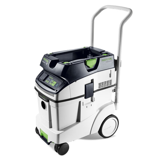 Festool Absaugmobil CLEANTEC CTM 48 EI AC mit Filterabreinigung, Bluetooth und 48 Liter Behälter, Ansicht von vorne.