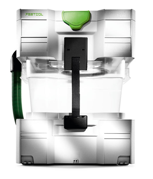 Festool CT-VA-20 Vorabscheider Zyklon mit grünem Deckel, schwarzem Anschlussrohr und 20-Liter-Behälter, Draufsicht