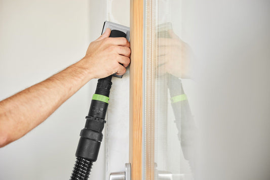 Festool Reduziermuffe RM-D36/27-AS/CT mit Bajonettverschluss an Saugschlauch befestigt
