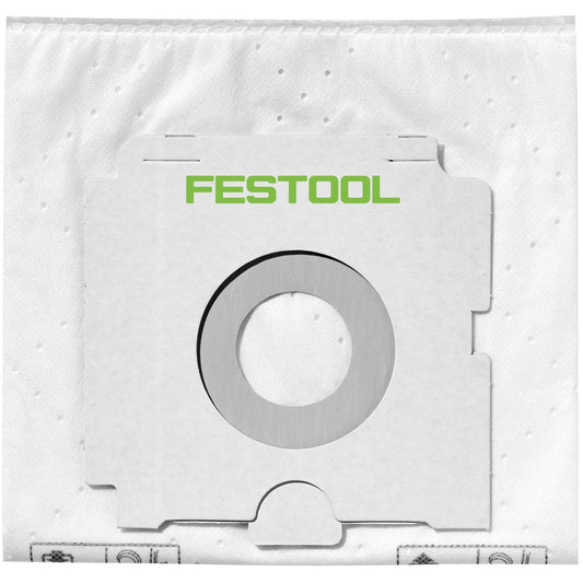 Festool SELFCLEAN Filtersack weiß mit grünem Logo und Vliesfilter für CT Absaugmobile