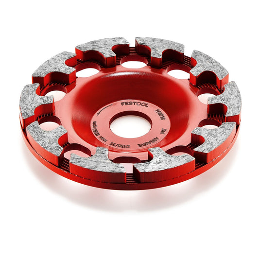 Festool Diamantscheibe RG rot mit Diamantsegmenten, Ansicht von oben, Scheibenwechsel einfach möglich.