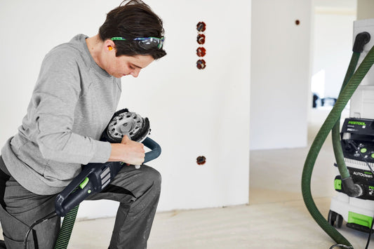 Festool Diamantscheibe mit Diamantsegmenten, angewendet auf Renovierungsfräse RG-Serie mit Absauganlage