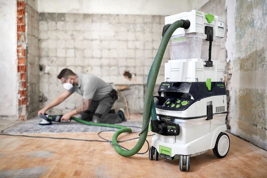Festool RENOFIX RG 130 ECI-Set Sanierungsschleifer mit Staubabsaugung CTM 36 AC in Baustelle im Einsatz
