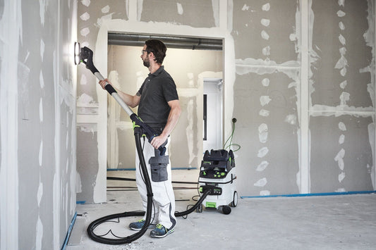 Festool PLANEX LHS 2 225 Langhalsschleifer mit Absauganlage CTL 36 bei Deckenbearbeitung in Baustelle
