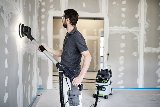Festool Verlängerung VL-LHS 2 225 beim Langhalsschleifen an hoher Wand, Reichweitenerweiterung für PLANEX LHS 2 225