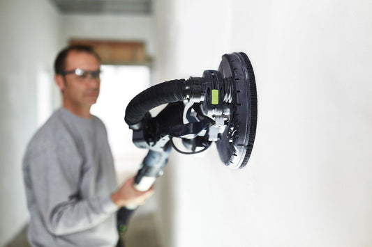 Festool Bürsteneinsatz BE-LHS 225 in Anwendung am Langhalsschleifer PLANEX LHS 225 EQ