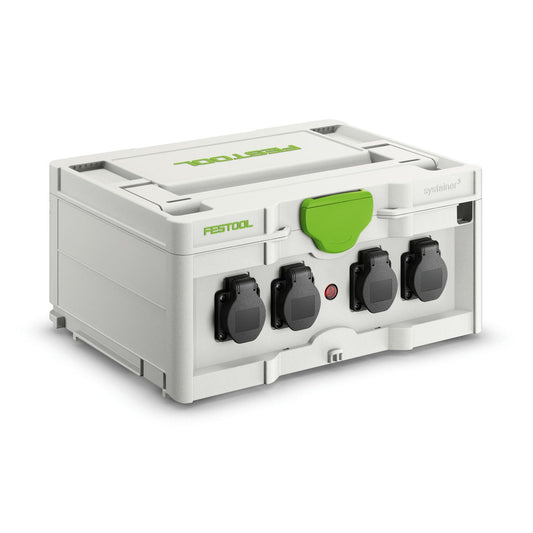 Festool SYS-PowerHub SYS3-PH M 187 Stromverteiler mit 4 Steckdosen und grünem Griff im Systainer-Format