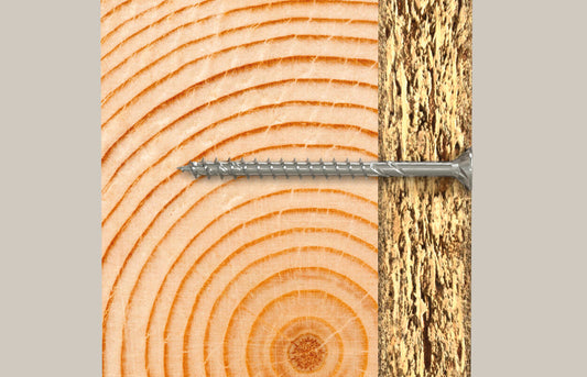 fischer Spanplattenschraube PowerFast FPF II CZP BC verschraubt zwei Holzbauteile sicher – optimal für präzise Holzverbindungen mit hoher Auszugsfestigkeit.